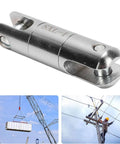 Tough As Nails One Ton Cable Pulling Swivel forged from solid stainless steel, close-up view, designed for heavy wire lines.
