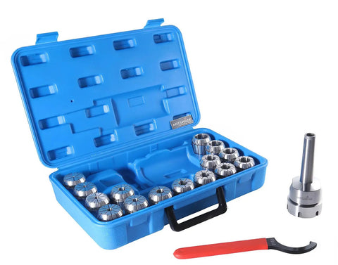 MT3 Shank ER40 Chuck With Fifteen Piece Collet Kit From One Eighth To One Inch High Precision Hardened Alloy Spring Steel