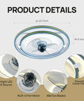 Bladeless Low-Profile Ceiling Fan With Lights Remote Control Dimmable LED Smart Round Enclosed Ceiling Fan For Bedroom