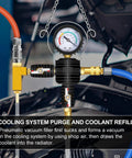 Shop Grade 28 Piece Radiator Pressure Leak Tester And Coolant Refill Tool With Universal Vacuum Adapters detailed view of vacuum filler and gauge.