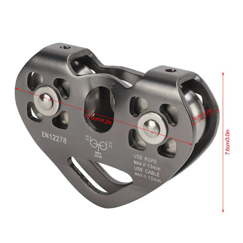 Backyard Zipline Pulley System With Rotating Double Trolley Lightweight Forged Aluminum Alloy Smooth Stainless Steel Wheel Dual Cable Rail Trolley For Epic Outdoor Adventure