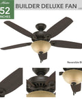 Top Tier 52 Inch Indoor Ceiling Fan With Bright Integrated Led Lighting And Easy Pull Chain Setup For Reliable Airflow and Sweet Modern Bedroom Refresh - 52-inch bronze fan with reversible blades.