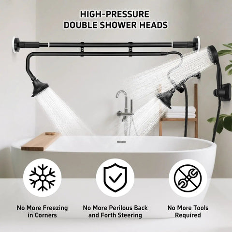 Dual Tandem Shower Heads For Couples With Handheld Sprayer Five Adjustable Spray Patterns Wall Mounted Shower System Upgrade Your Daily Routine To A Super Chill Duo Experience Now