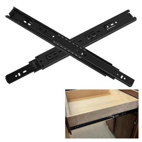 Two Pairs Of 12 Inch Heavy Duty Drawer Slides With Three Section Full Extension Ball Bearing Glide Side Mount Soft Close 100 Lb Capacity