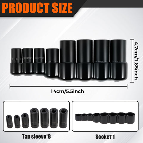 8 Piece Tap And Die Socket Adapter Set For Tight Spots 1/4 Inch And 3/8 Inch Taps Holder Sockets Kit dimensions image