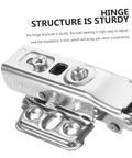HAKIDZEL stainless steel cabinet hinge with mounting plate and screws; rust-resistant, heavy-duty.