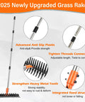 Heavy Duty Thatch Rake For Lawn Dethatching, Adjustable Rake For Grass And Soil Debris, Carbon Black Yard Care Tool