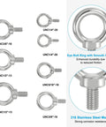Six Pack 1/4-20 UNC Lifting Eye Bolts Set, 316 Stainless Marine Grade Eye Bolts With Threaded Rings for various uses shown