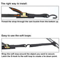 Cam Buckle Tie Down Straps 6 Ft Set Of 4 Heavy Duty 2200 Lb Break Strength With S Hooks installation instructions