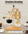 5 Cup Siphon Coffee Maker Tabletop Vacuum Brewer With Borosilicate Glass 500ml displayed with brewing principles.