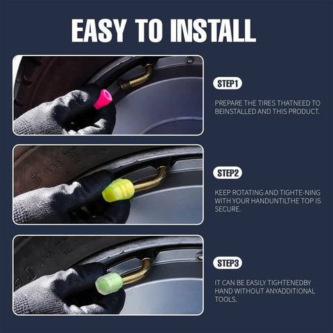 Installing Glow In The Dark Tire Valve Caps Set Of 20 Fluorescent Valve Stem Caps For Cars SUVs Bikes Motorcycles And Trucks