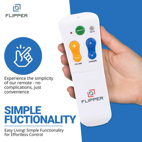 Senior Friendly Big Button Universal TV Remote For Dementia Caregivers, Simple 6 Button Layout shown in hand