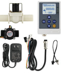 Water Flow Control Meter With LCD Display, Plug And Play, Hall Sensor Flow Meter, Three Quarter Inch Ports, 12V Adapter