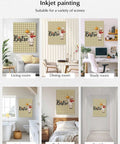 Vintage Cook Canvas Wall Art Print For Kitchen And Home Decor, Cozy Plaid Kitchen Artwork Ready To Hang, 32x16 inches, displayed in various rooms