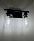 Two Light Industrial Wall Mount Sconces In Oil Rubbed Bronze With Clear Glass Shades For Bathroom Bedroom Living Room Kitchen Hallway Dope Look Dimmable Ambience Easy Install