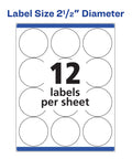 Round Printable Labels 300 Pack 2.5 Inch Matte White Stickers For Laser And Inkjet Printers With Sure Feed Tech guarantees 12 labels per sheet.
