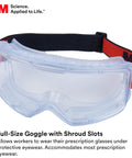 GoggleGear Eye Protection Goggles 3000 Series With Clear Scotchgard Anti Fog Lens PVC Shroud and Premium Strap