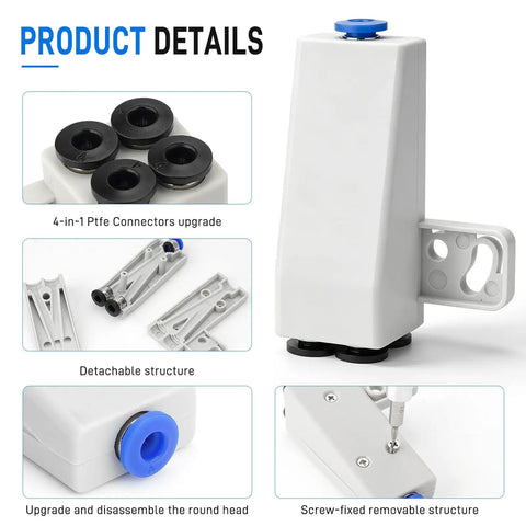 Solid Performer 4 In 1 PTFE Adapter Built For Bambu Lab showcasing detachable body and quick release fittings for maintenance.