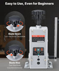Front view of Heavy Duty Wire Stripper Machine with hand crank, showing blade adjustment knob for copper cable stripping.