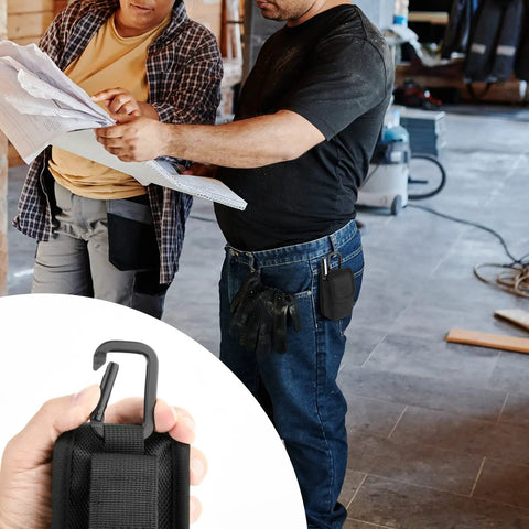 1680D Nylon Laser Measure Case For Blaze 65ft, DT50 165ft, And GLM100-23 100ft, Tough Pro Grade With Pen Pocket, Belt Buckle And Carabiner, Protective Travel Storage Bag on belt