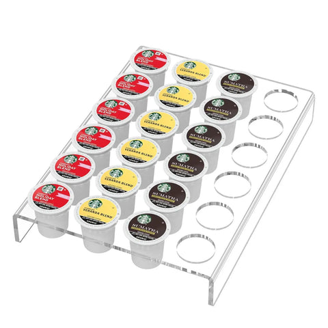 Clear Acrylic K Cup Drawer Organizer For Drawer And Countertop Storage Holds 24 K Cup Coffee Pods Sleek Flat Tray Design