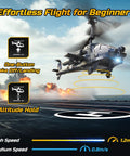 Dope Apache Style RC Helicopter For Kids And Adults displaying altitude hold feature on aircraft carrier deck.