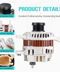 Heavy Duty 12V Alternator Replacement for 2.0L and 2.4L engines, aluminum housing, wear-resistant pulley, 2007-2017 models.