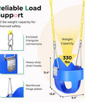 Toddler Swing Seat With Coated Chains And High Back Full Bucket Chair For Outdoor Backyard Fun Heavy Duty Kid Friendly Baby Swing Kit In Blue