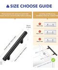 Size guide for 30 Pack 6 Inch Cabinet Pulls Matte Black Stainless Steel For Kitchen Drawers with 3.75 Inch Center to Center spacing