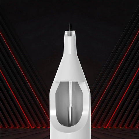 Gen C Round Liner Tattoo Cartridges Featuring Legit Medical Grade Stainless Steel And Slick Silicone Bodies For Clean Smooth Setup And Pro Shop Ready EO Sterile Protection, front view.