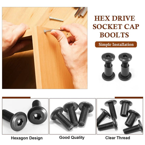 10 Pack M6x40mm Hex Socket Cap Bolts With Allen Wrench Set Includes 10 Barrel Nuts For Furniture Connectors Crib Replacement Cabinets