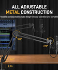 Adjustable arm stand for USB Condenser Microphone Kit For PC With One Touch Mute And Mic Gain Knob for studio sessions