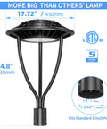LED Post Light With Adjustable Wattage 60W 48W 36W ETL 5000K Photocell IP65 Outdoor Pole Lighting dimensions and features