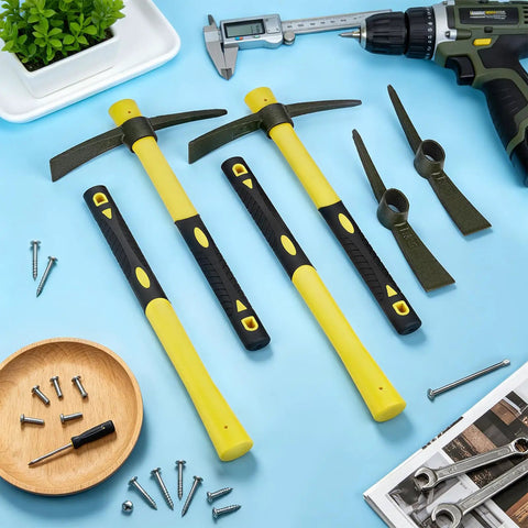 4 Piece 15 Inch Mattock Hoe Set With Manganese Steel Mini Pickaxe And Lightweight Plastic Handle for outdoor gardening