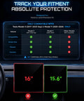 Compatibility chart for Top Shelf Matte Tempered Glass Screen Protector For 15.6 Inch Dashboard Display tailored for Tesla Model 3 and Y.