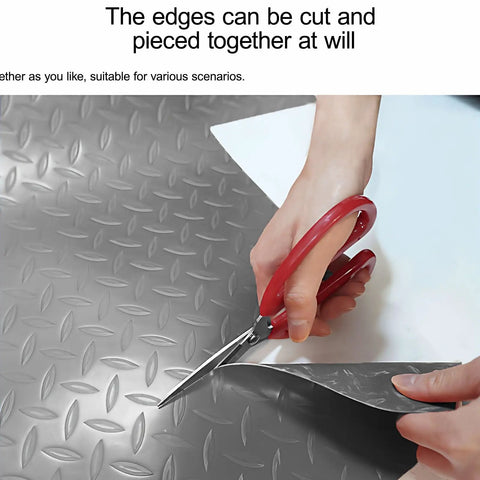 Heavy Duty Cuttable Non Slip Electrical Insulating Mat Waterproof Rubber Safety Flooring being cut with scissors for customization.
