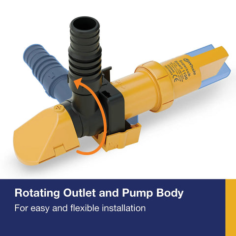 Supersub Smart 1100 Bilge Pump For Freshwater And Saltwater, 12V DC No-Fuss Automatic Operation, 1050 GPH Open Flow with rotating outlet