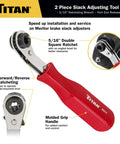 Two Piece Slack Adjusting Tool And Wrench Set Built For Quick Install On Meritor Brake Slack Adjusters with angled ratchet head