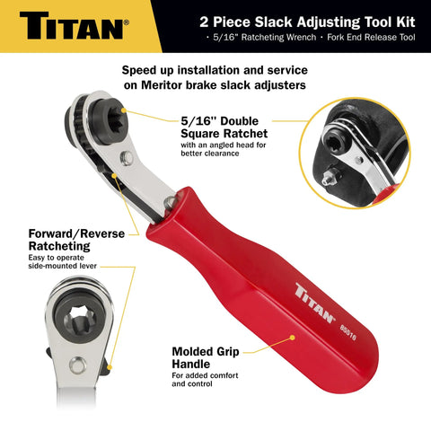 Two Piece Slack Adjusting Tool And Wrench Set Built For Quick Install On Meritor Brake Slack Adjusters with angled ratchet head