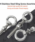 Heavy Duty Eye Bolts Set In 304 Stainless Steel M16 With Male Thread, lifting ring bolts with nuts and washers