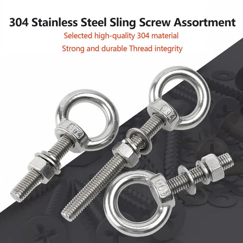 Heavy Duty Eye Bolts Set In 304 Stainless Steel M16 With Male Thread, lifting ring bolts with nuts and washers