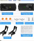 Easy Install Garage Door Safety Sensor Beams Kit With Brackets Replacement For Obstruction Detection Fits 41A5034 801CBP Compatible With LiftMaster Sears Chamberlain Craftsman Linear Openers shown with components