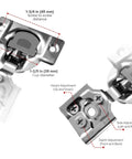 Close-up of Soft Closing 3/8 Inch Overlay Face Frame Cabinet Hinges, 105 Degree, 6-Way 3-Cam Adjustable Concealed Kitchen Door Hinges