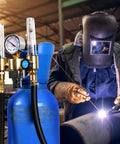 Argon And CO2 MIG TIG Flow Meter Regulator Gauge 0 To 60 SCFH And 0 To 4500 PSI With CGA580 Inlet Connection, welding scene.