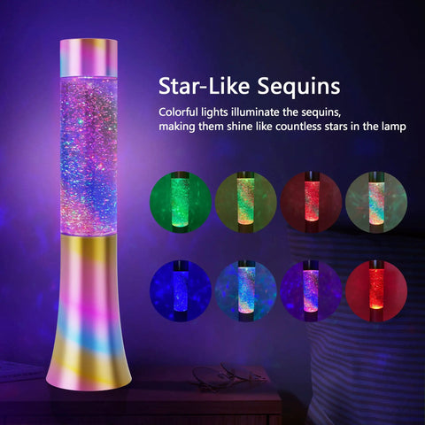 Color Changing Glitter Lamp USB Powered Mood Light For Bedrooms And Parties with star-like sequins and colorful glow
