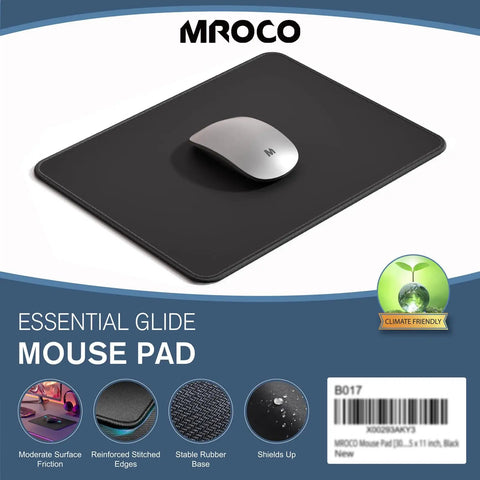 Extra Large 8.5 By 11 Inch Mouse Pad For Computer And Gaming With Anti Fray Stitch Edges Premium Textured Waterproof Surface Non Slip Rubber Base Ideal For Laptop Office Or Home Desk Setup Black