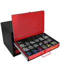 Heavy Duty Four Drawer Hardware Organizer With 2500 Piece Small Parts Kit Steel Cabinet With Removable Inside Trays Black And Red