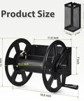 Heavy Duty Wall Mounted Garden Hose Reel, Metal Construction, Holds 125 Feet Of 5 8 Inch Hose, Includes 3.9 Foot Water Supply Hose
