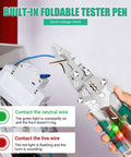 18 In 1 Foldable Wire Stripper And Multi Tool Pliers For Electricians testing voltage with foldable tester pen