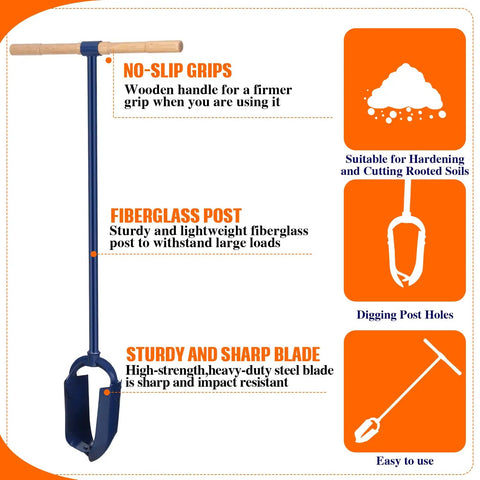 Heavy Duty Hand Auger Post Hole Digger 6 Inch By 46 Inch With Non Slip Hardwood T Handle Built Tough For Fence Posts Planting Trees